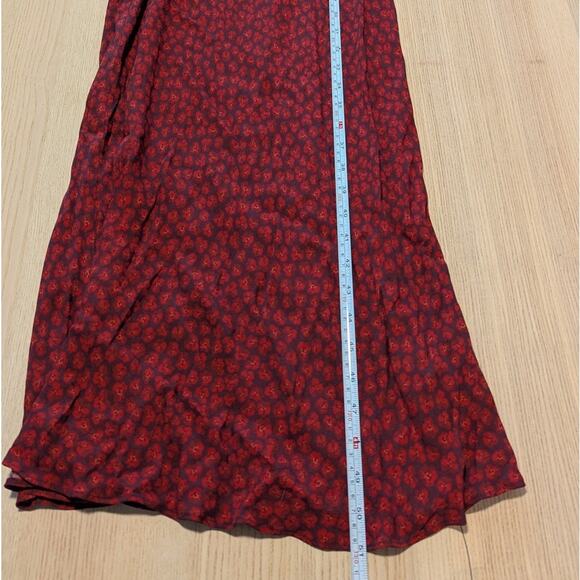 Reformation Tyra Dress Womens 4 Red Nicole Floral Print Bow Slip Style Midi NWT - Picture 8 of 9